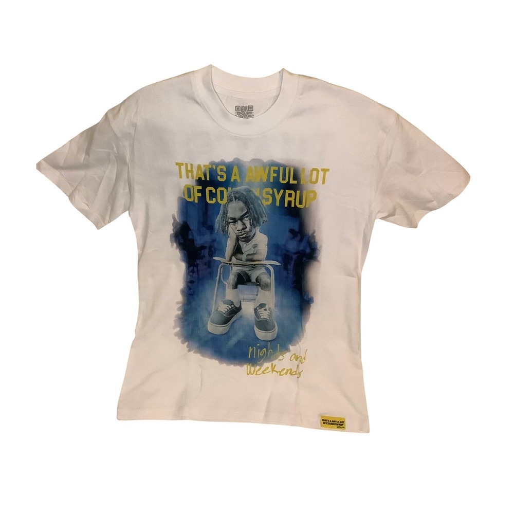 Thats A Awful Lot Of Cough Syrup Nights and Weekends Graphic T-Shirt White Mens